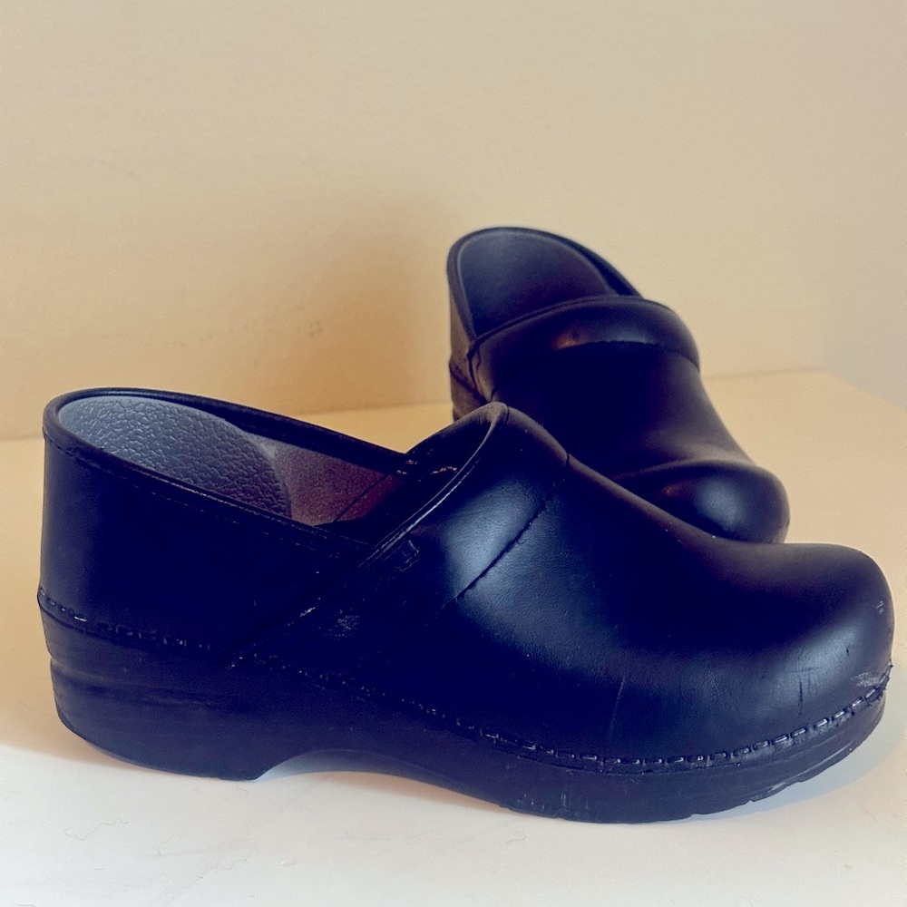 Dansko Black Leather Professional Clogs